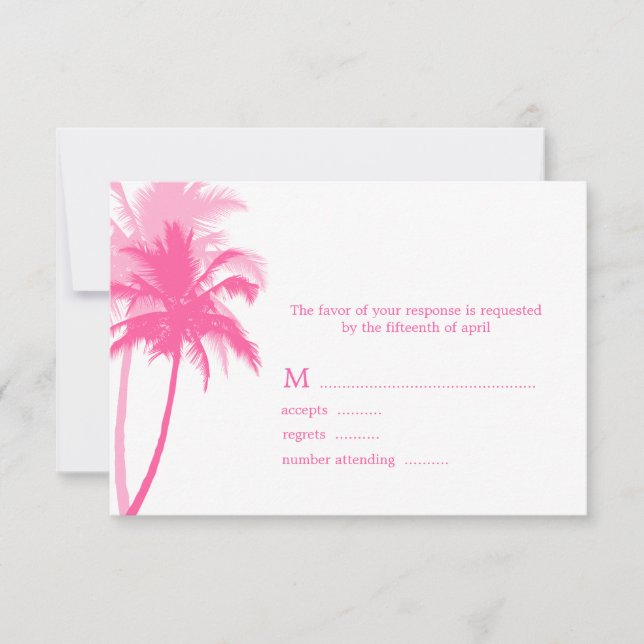 Tarjetas de respuesta Boda tropical de palmeras (Anverso)
