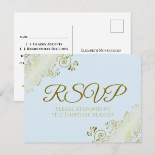 Tarjetas de respuesta Chic Gold Frills sobre boda 