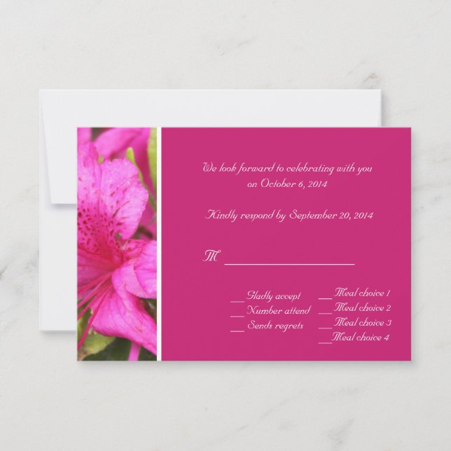Tarjetas de respuesta con flores de azalea rosa pa (Anverso)