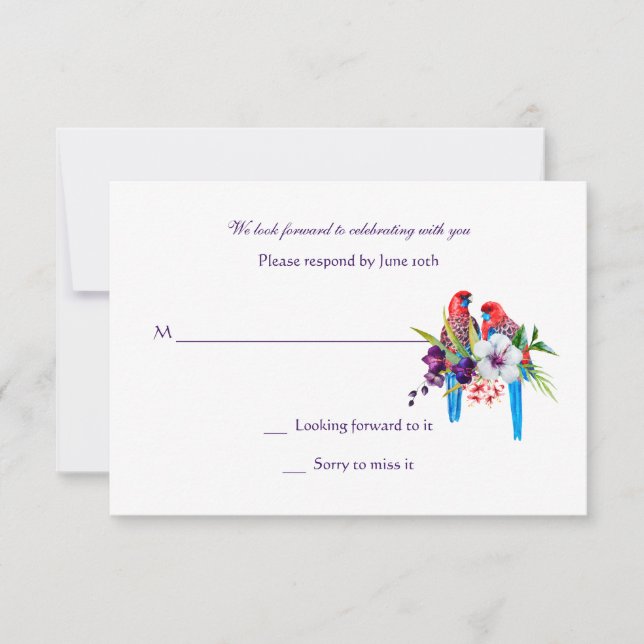 Tarjetas de respuesta de aves tropicales (Anverso)