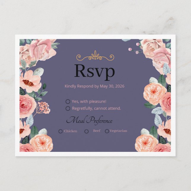 tarjetas de respuesta de boda (Anverso)