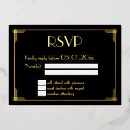 Tarjetas de respuesta de boda Art Déco con lámina 