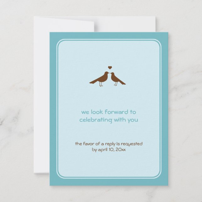 Tarjetas de respuesta de boda azul de pájaros de a (Anverso)