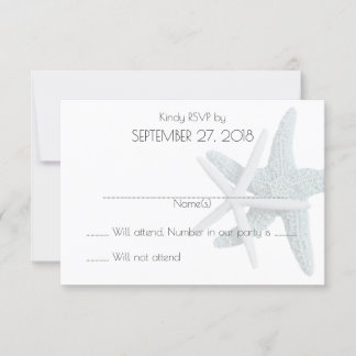 Tarjetas de respuesta de boda blancas con estrella