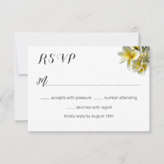 Tarjetas de respuesta de Boda blanco Plumeria de H