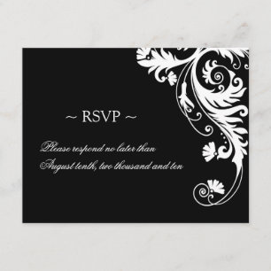 Tarjetas de respuesta de Boda blanco y negro