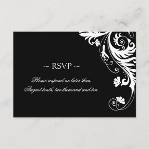 Tarjetas de respuesta de Boda blanco y negro