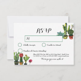Tarjetas de respuesta de boda Cactus RSVP Fiesta L