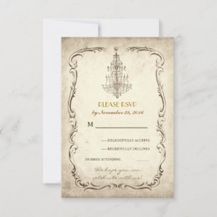 tarjetas de respuesta de boda con candelabro antig