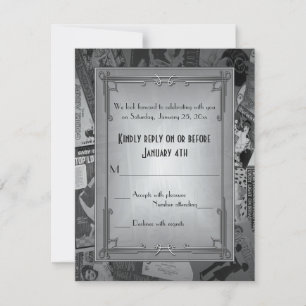 Tarjetas de respuesta de boda con carteles antiguo