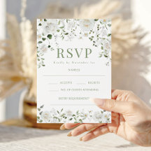 Tarjetas de respuesta de boda con flores blancas d