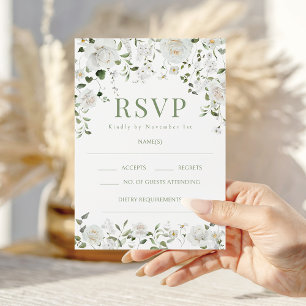 Tarjetas de respuesta de boda con flores blancas d
