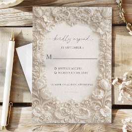 Tarjetas de respuesta de boda con flores estampada