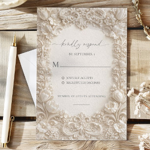 Tarjetas de respuesta de boda con flores estampada