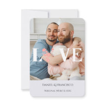 Tarjetas de respuesta de boda con foto, nombres y