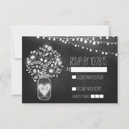 Tarjetas de respuesta de boda con frasco de mason