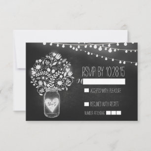 Tarjetas de respuesta de boda con frasco de mason 