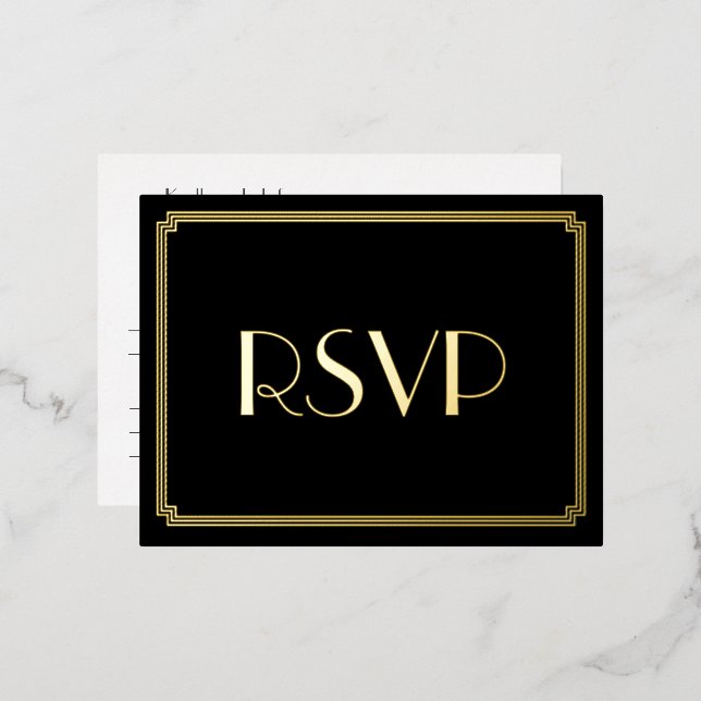 Tarjetas de respuesta de boda con lámina de oro re (Anverso/Reverso)