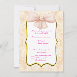 Tarjetas de respuesta de boda con lazo rosa
