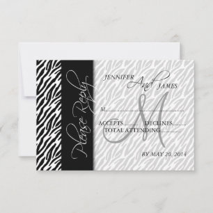 Tarjetas de respuesta de boda con patrón de cebra