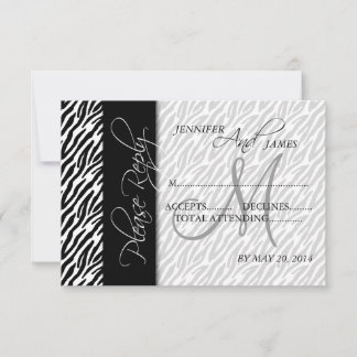 Tarjetas de respuesta de boda con patrón de cebra