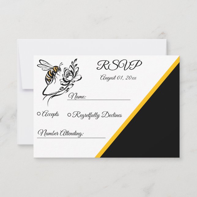 Tarjetas de respuesta de Boda de abeja de lujo ina (Anverso)