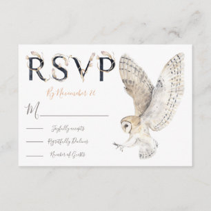 Tarjetas de respuesta de Boda de acuarela de búho 