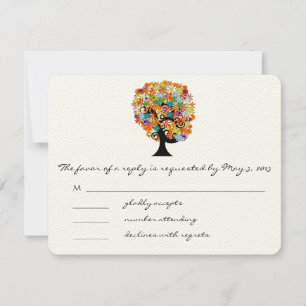 Tarjetas de respuesta de Boda de árbol de flor cap