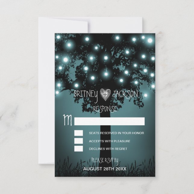 Tarjetas de respuesta de boda de árbol rústico del (Anverso)