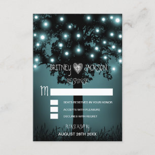 Tarjetas de respuesta de boda de árbol rústico del