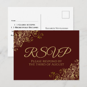 Tarjetas de respuesta de boda de Auburn con rizos 