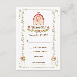 Tarjetas de respuesta de boda de barras de país