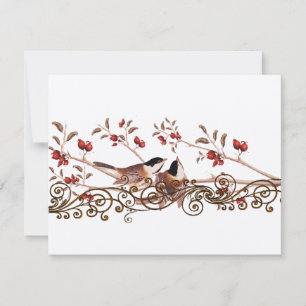 Tarjetas de respuesta de boda de carboneros vintag