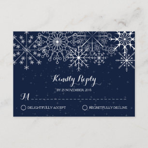 Tarjetas de respuesta de boda de copos de nieve -