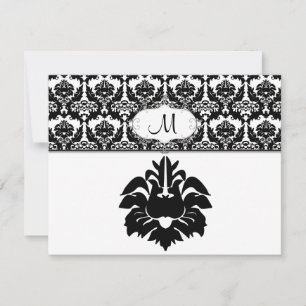Tarjetas de respuesta de boda de damasco en negro