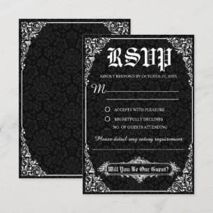Tarjetas de respuesta de boda de Damasco Victorian