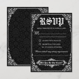 Tarjetas de respuesta de boda de Damasco Victorian
