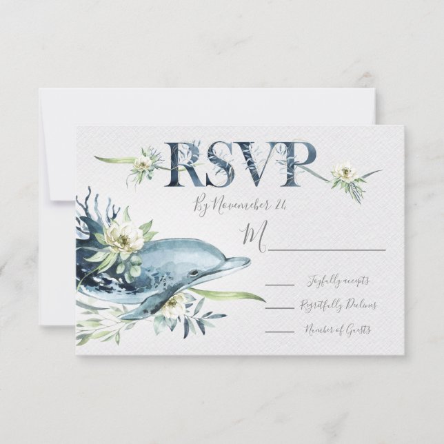 Tarjetas de respuesta de Boda de delfines del océa (Anverso)