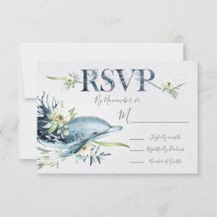 Tarjetas de respuesta de Boda de delfines tropical