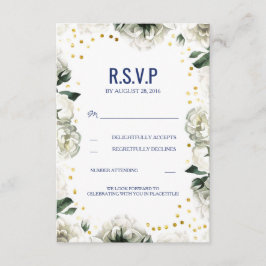 Tarjetas de respuesta de boda de flores blancas vi