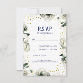 Tarjetas de respuesta de boda de flores blancas vi