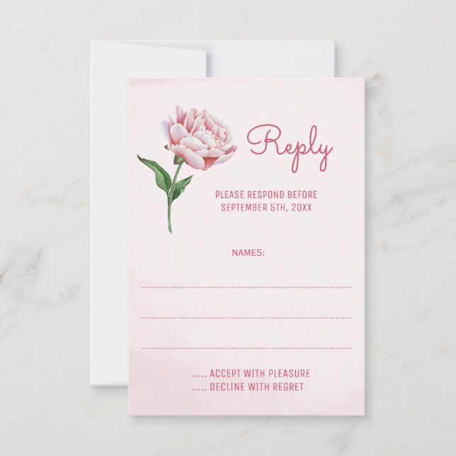 Tarjetas de respuesta de Boda de flores de Peony r (Anverso)