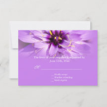 Tarjetas de respuesta de boda de flores moradas el
