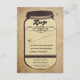 tarjetas de respuesta de boda de frasco mason vint