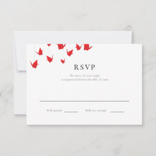Tarjetas de respuesta de boda de grullas de papel