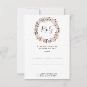 Tarjetas de respuesta de Boda de guirnalda de Rosa
