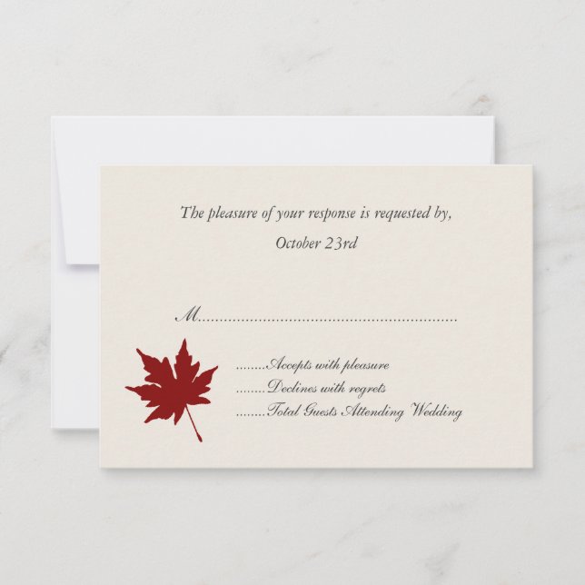 Tarjetas de respuesta de Boda de hojas de otoño ro (Anverso)