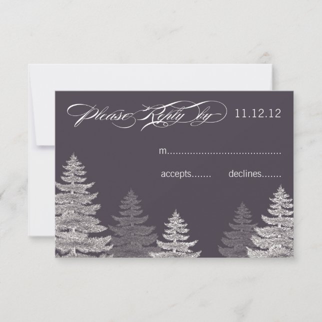 Tarjetas de respuesta de boda de invierno gris mod (Anverso)