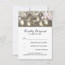 tarjetas de respuesta de boda de luces de cuerda f