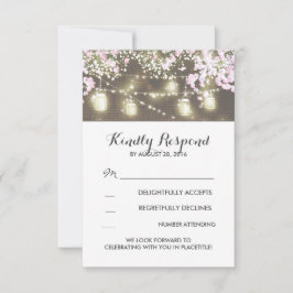 tarjetas de respuesta de boda de luces de cuerda f